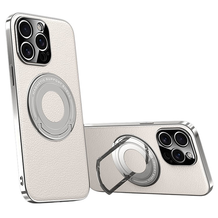 For iPhone 13 Pro Max Case Compatible with MagSafe Leather TPU Back Cover with Hidden Kickstand - TechGearPal