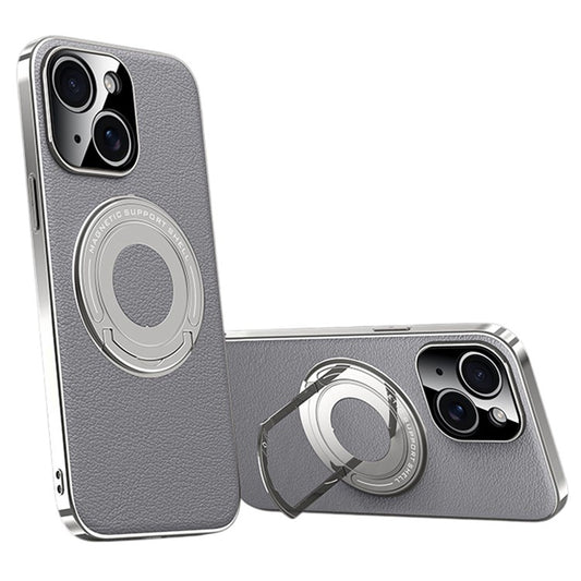 For iPhone 13 Case Compatible with MagSafe Leather TPU Back Cover with Hidden Kickstand - TechGearPal