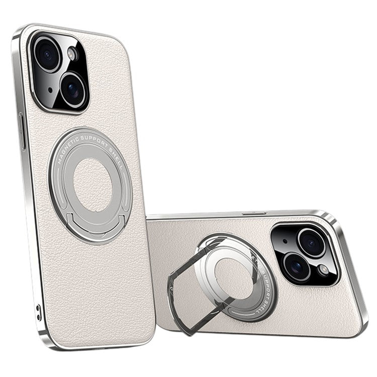 For iPhone 13 Case Compatible with MagSafe Leather TPU Back Cover with Hidden Kickstand - TechGearPal