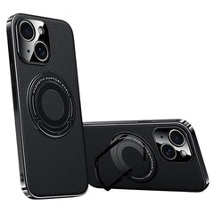 For iPhone 13 Case Compatible with MagSafe Leather TPU Back Cover with Hidden Kickstand - TechGearPal