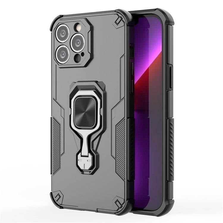 WANLONFENG For iPhone 15 Pro Max Case Kickstand PC TPU Phone Cover with Tempered Glass Film - TechGearPal