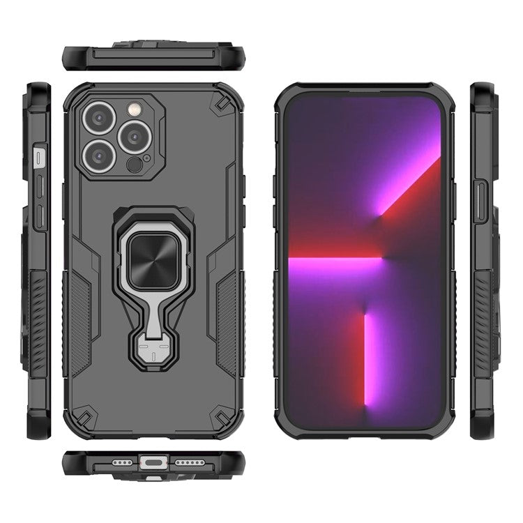 WANLONFENG For iPhone 15 Pro Max Case Kickstand PC TPU Phone Cover with Tempered Glass Film - TechGearPal