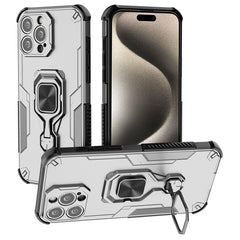 WANLONFENG For iPhone 15 Pro Max Case Kickstand PC TPU Phone Cover with Tempered Glass Film - TechGearPal