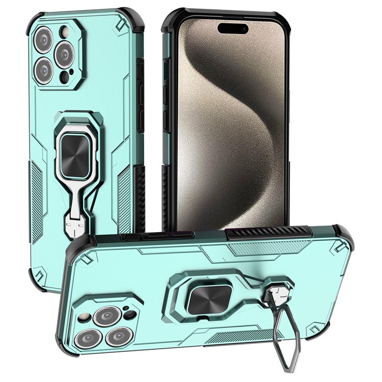 WANLONFENG For iPhone 15 Pro Max Case Kickstand PC TPU Phone Cover with Tempered Glass Film - TechGearPal
