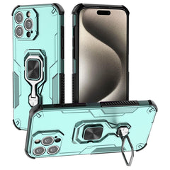 WANLONFENG For iPhone 15 Pro Max Case Kickstand PC TPU Phone Cover with Tempered Glass Film - TechGearPal