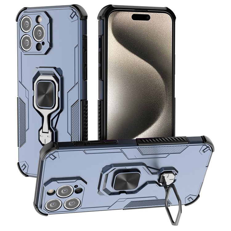 WANLONFENG For iPhone 15 Pro Max Case Kickstand PC TPU Phone Cover with Tempered Glass Film - TechGearPal