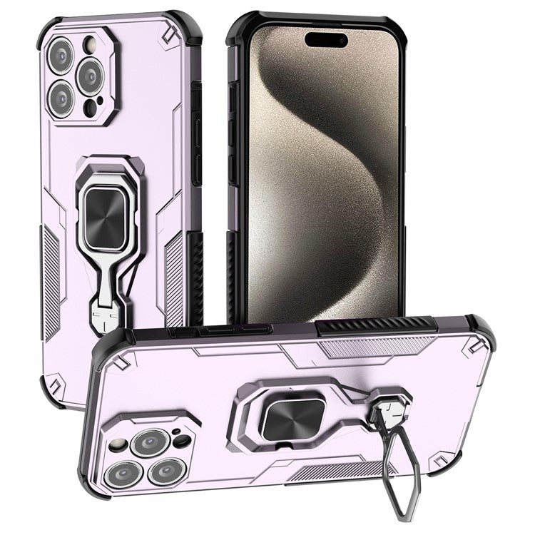 WANLONFENG For iPhone 15 Pro Max Case Kickstand PC TPU Phone Cover with Tempered Glass Film - TechGearPal