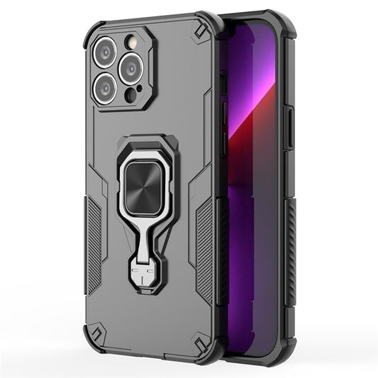 WANLONFENG For iPhone 15 Pro Max Case Kickstand PC TPU Phone Cover with 2Pcs Tempered Glass Film - TechGearPal