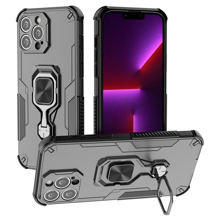 WANLONFENG For iPhone 15 Pro Max Case Kickstand PC TPU Phone Cover with 2Pcs Tempered Glass Film - TechGearPal