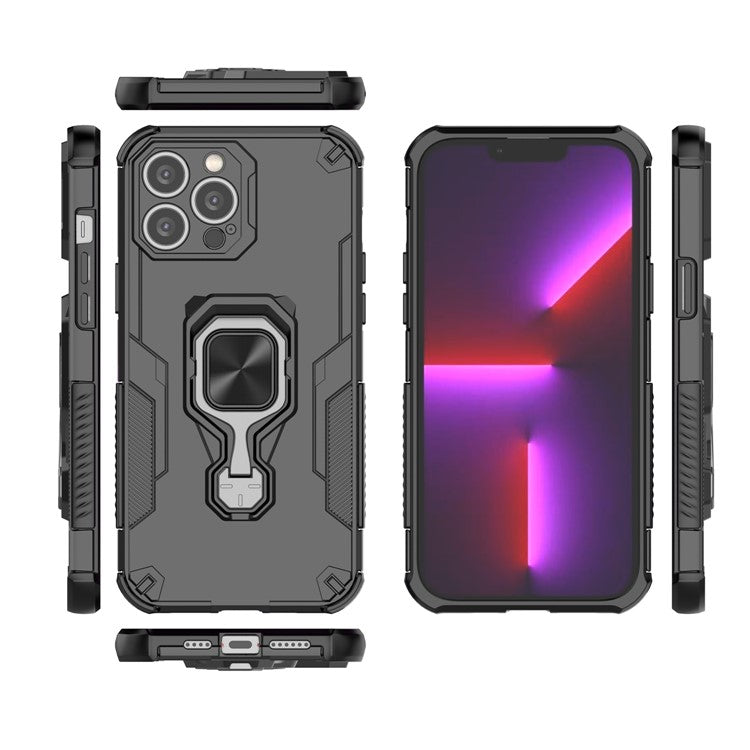 WANLONFENG For iPhone 15 Pro Max Case Kickstand PC TPU Phone Cover with 2Pcs Tempered Glass Film - TechGearPal