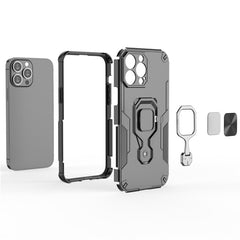 WANLONFENG For iPhone 15 Pro Max Case Kickstand PC TPU Phone Cover with 2Pcs Tempered Glass Film - TechGearPal
