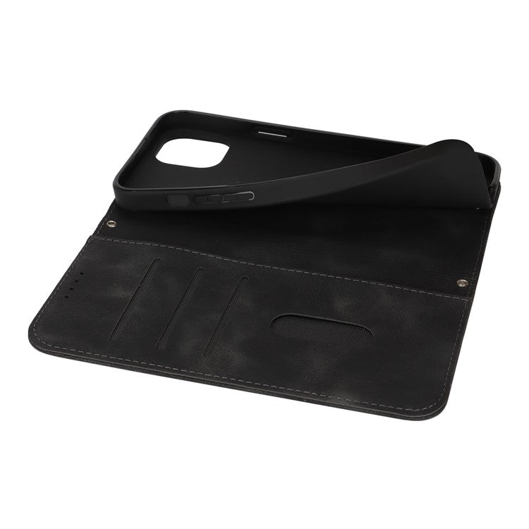 For iPhone 14  /  13 Stand Case Magnetic Closure Skin Touch Leather Flip Phone Cover with Wallet - TechGearPal