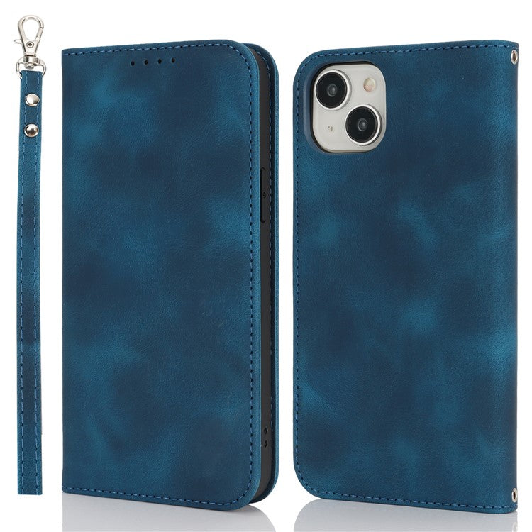 For iPhone 14  /  13 Stand Case Magnetic Closure Skin Touch Leather Flip Phone Cover with Wallet - TechGearPal