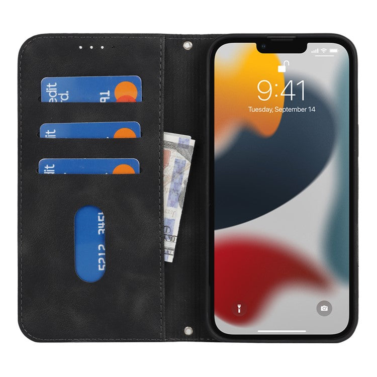 Stand Case for iPhone 13 Pro Max / 12 Pro Max Magnetic Closure Skin Touch Leather Flip Phone Cover with Wallet - TechGearPal