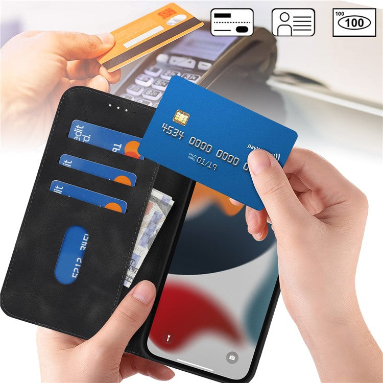 Stand Case for iPhone 13 Pro Max / 12 Pro Max Magnetic Closure Skin Touch Leather Flip Phone Cover with Wallet - TechGearPal