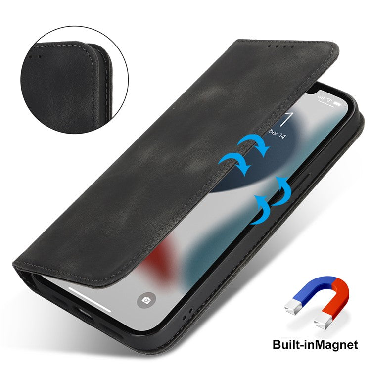 Stand Case for iPhone 13 Pro Max / 12 Pro Max Magnetic Closure Skin Touch Leather Flip Phone Cover with Wallet - TechGearPal