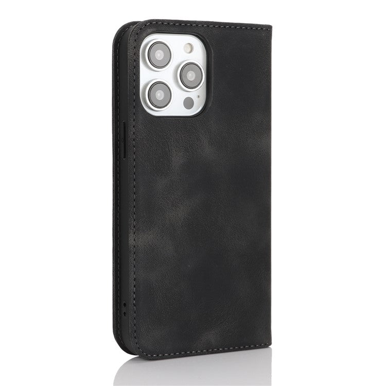 For iPhone 14 Pro Max Stand Case Magnetic Closure Skin Touch Leather Flip Phone Cover with Wallet - TechGearPal