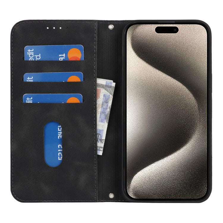 For iPhone 14 Pro Max Stand Case Magnetic Closure Skin Touch Leather Flip Phone Cover with Wallet - TechGearPal