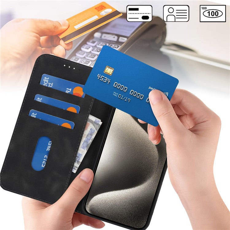 For iPhone 14 Pro Max Stand Case Magnetic Closure Skin Touch Leather Flip Phone Cover with Wallet - TechGearPal