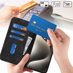 For iPhone 14 Pro Max Stand Case Magnetic Closure Skin Touch Leather Flip Phone Cover with Wallet - TechGearPal