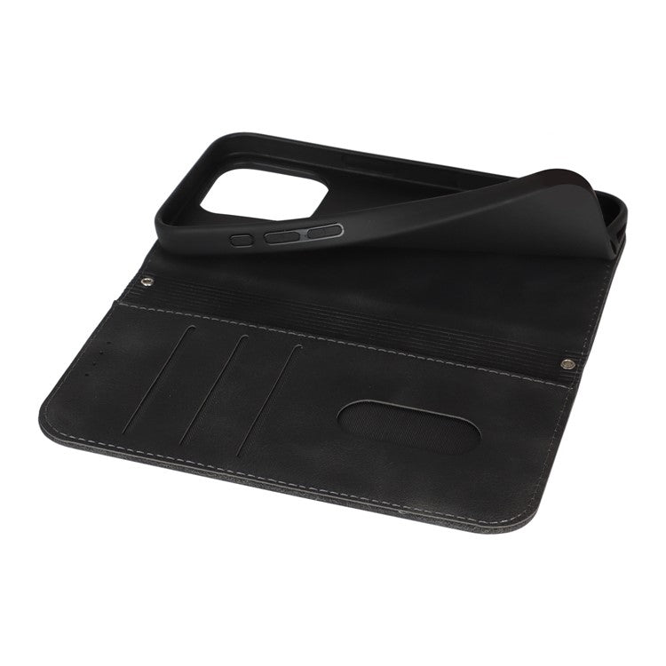 For iPhone 14 Pro Max Stand Case Magnetic Closure Skin Touch Leather Flip Phone Cover with Wallet - TechGearPal