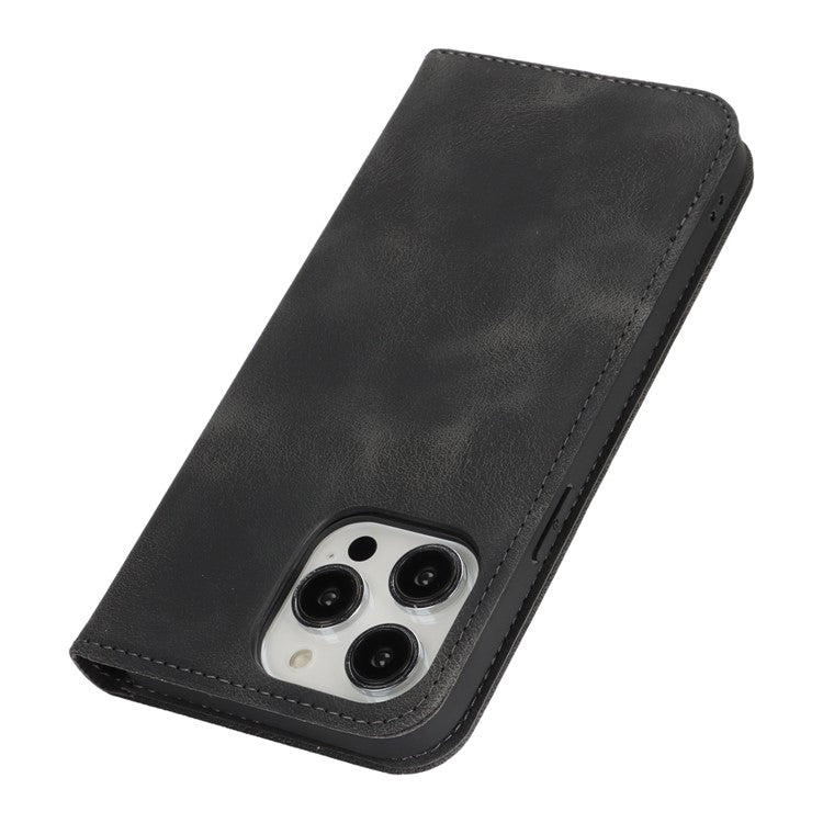 For iPhone 14 Pro Max Stand Case Magnetic Closure Skin Touch Leather Flip Phone Cover with Wallet - TechGearPal