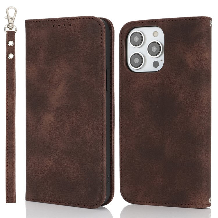 For iPhone 14 Pro Max Stand Case Magnetic Closure Skin Touch Leather Flip Phone Cover with Wallet - TechGearPal