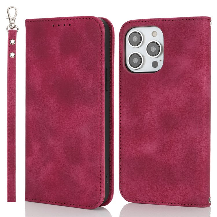 For iPhone 14 Pro Max Stand Case Magnetic Closure Skin Touch Leather Flip Phone Cover with Wallet - TechGearPal