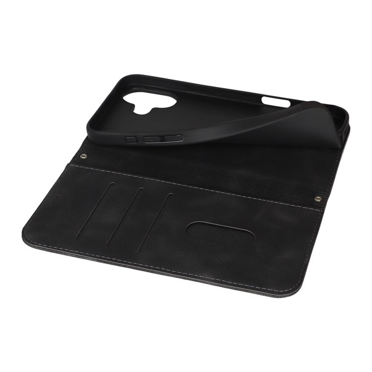 For iPhone 16 Stand Case Magnetic Closure Skin Touch Leather Flip Phone Cover with Wallet - TechGearPal