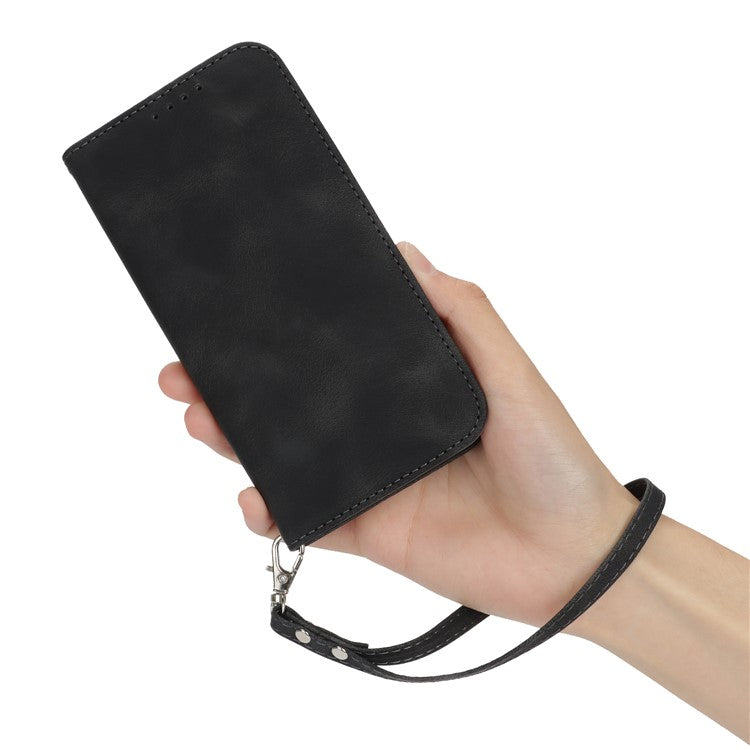 For iPhone 16 Stand Case Magnetic Closure Skin Touch Leather Flip Phone Cover with Wallet - TechGearPal