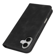 For iPhone 16 Stand Case Magnetic Closure Skin Touch Leather Flip Phone Cover with Wallet - TechGearPal