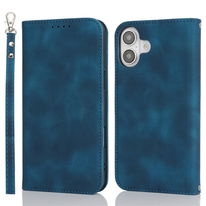 For iPhone 16 Stand Case Magnetic Closure Skin Touch Leather Flip Phone Cover with Wallet - TechGearPal