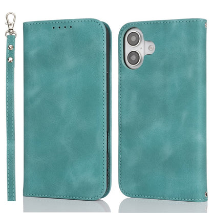 For iPhone 16 Stand Case Magnetic Closure Skin Touch Leather Flip Phone Cover with Wallet - TechGearPal