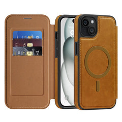 For iPhone 15 Plus Case Compatible with MagSafe RFID Blocking Card Holder Leather Phone Cover - TechGearPal