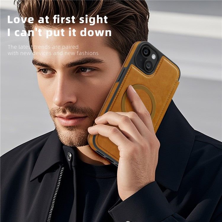 For iPhone 15 Plus Case Compatible with MagSafe RFID Blocking Card Holder Leather Phone Cover - TechGearPal