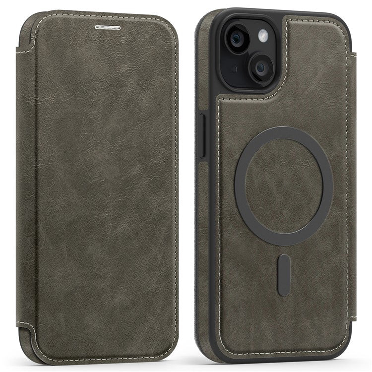 For iPhone 15 Plus Case Compatible with MagSafe RFID Blocking Card Holder Leather Phone Cover - TechGearPal