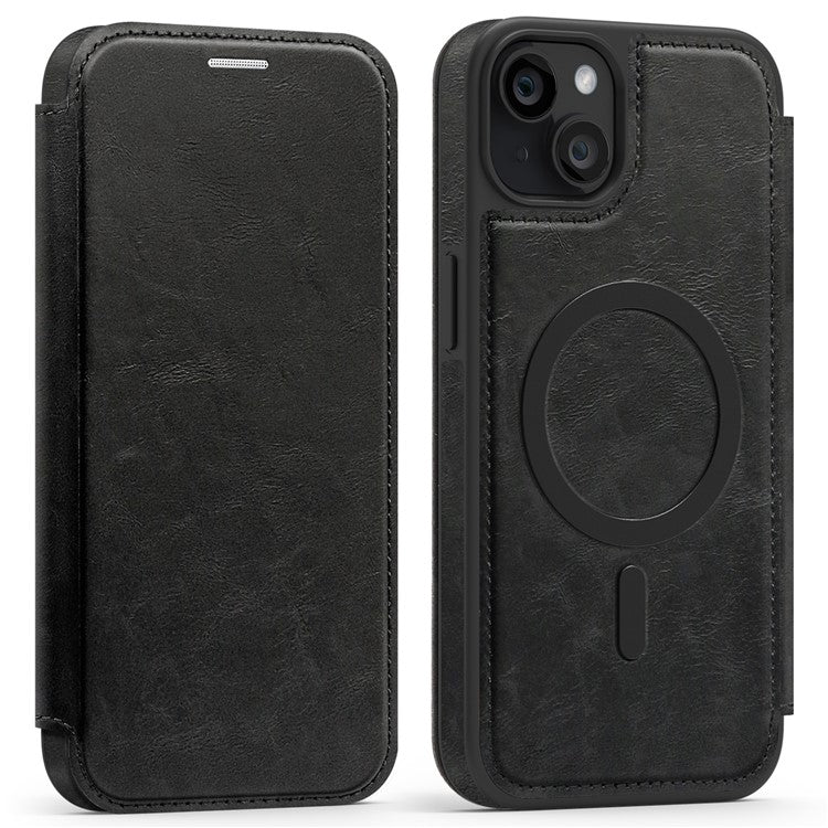 For iPhone 15 Plus Case Compatible with MagSafe RFID Blocking Card Holder Leather Phone Cover - TechGearPal