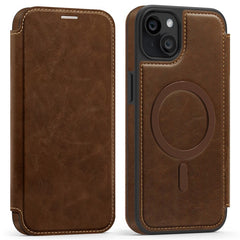 For iPhone 15 Plus Case Compatible with MagSafe RFID Blocking Card Holder Leather Phone Cover - TechGearPal