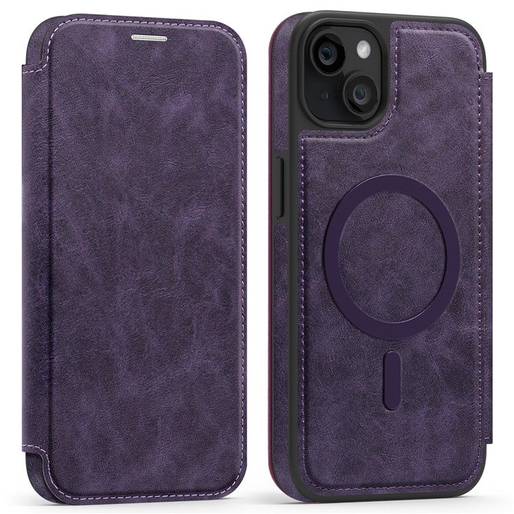 For iPhone 15 Plus Case Compatible with MagSafe RFID Blocking Card Holder Leather Phone Cover - TechGearPal
