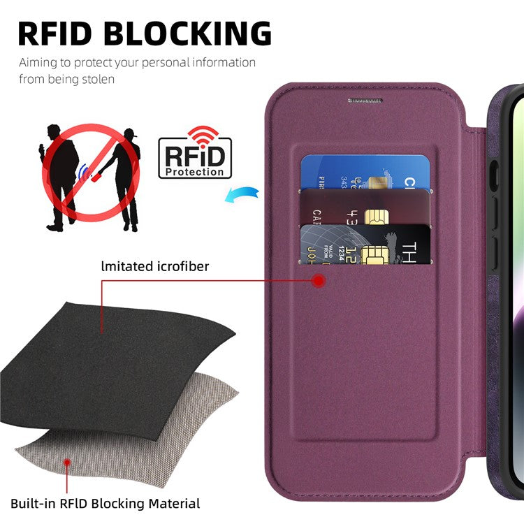 For iPhone 14 Case Compatible with MagSafe RFID Blocking Card Holder Leather Phone Cover - TechGearPal