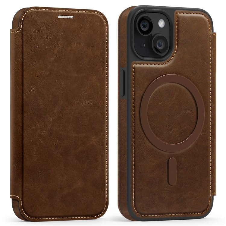 For iPhone 14 Case Compatible with MagSafe RFID Blocking Card Holder Leather Phone Cover - TechGearPal