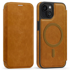 For iPhone 14 Case Compatible with MagSafe RFID Blocking Card Holder Leather Phone Cover - TechGearPal