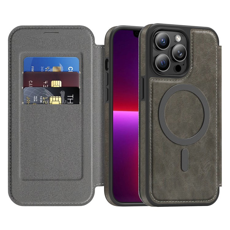 For iPhone 13 Pro Max Case Compatible with MagSafe RFID Blocking Card Holder Leather Phone Cover - TechGearPal