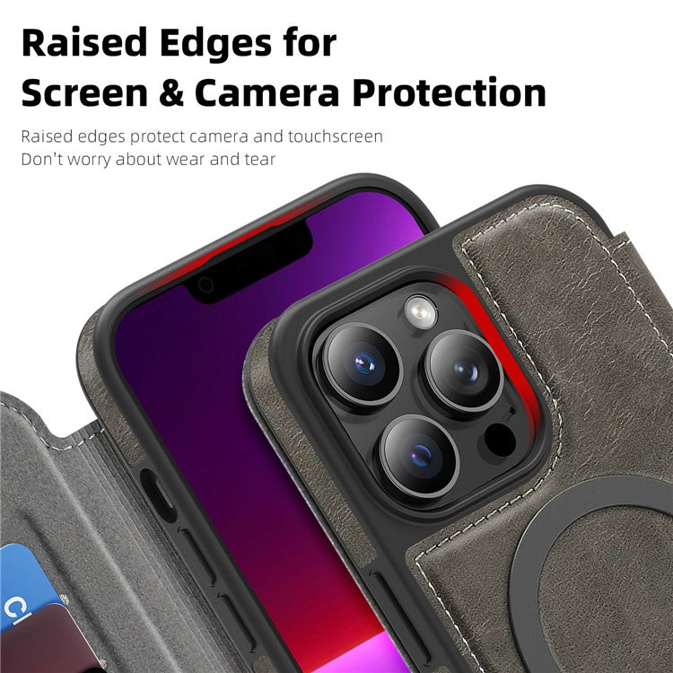 For iPhone 13 Pro Max Case Compatible with MagSafe RFID Blocking Card Holder Leather Phone Cover - TechGearPal