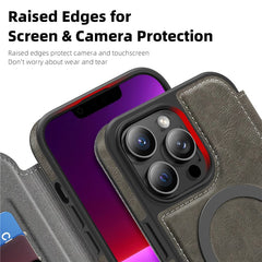 For iPhone 13 Pro Max Case Compatible with MagSafe RFID Blocking Card Holder Leather Phone Cover - TechGearPal