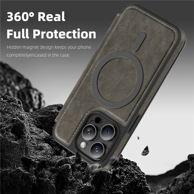 For iPhone 13 Pro Case Compatible with MagSafe RFID Blocking Card Holder Leather Phone Cover - TechGearPal