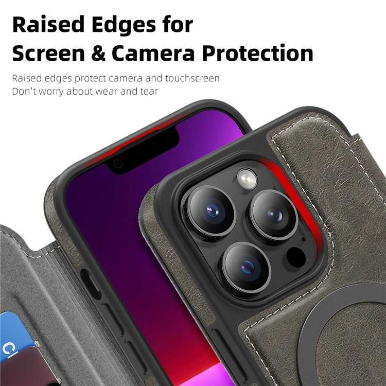 For iPhone 13 Pro Case Compatible with MagSafe RFID Blocking Card Holder Leather Phone Cover - TechGearPal