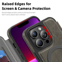 For iPhone 13 Pro Case Compatible with MagSafe RFID Blocking Card Holder Leather Phone Cover - TechGearPal