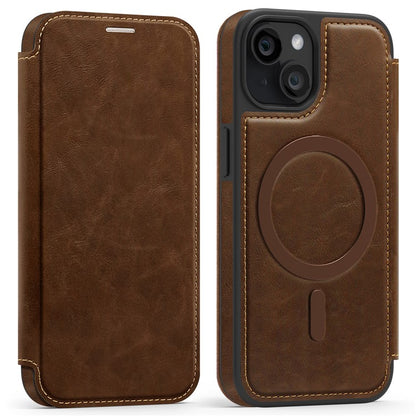 For iPhone 13 Case Compatible with MagSafe RFID Blocking Card Holder Leather Phone Cover - TechGearPal