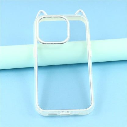 For iPhone 14 Pro Case Cat Ear Design TPU + Acrylic Clear Phone Back Cover - TechGearPal
